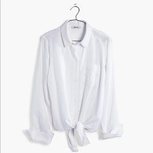 Madewell White Tie-front Shirt